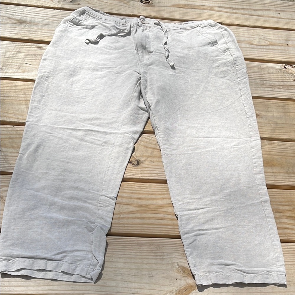 Light Tan Linen Pants (Tie with Elastic) EUC - Large